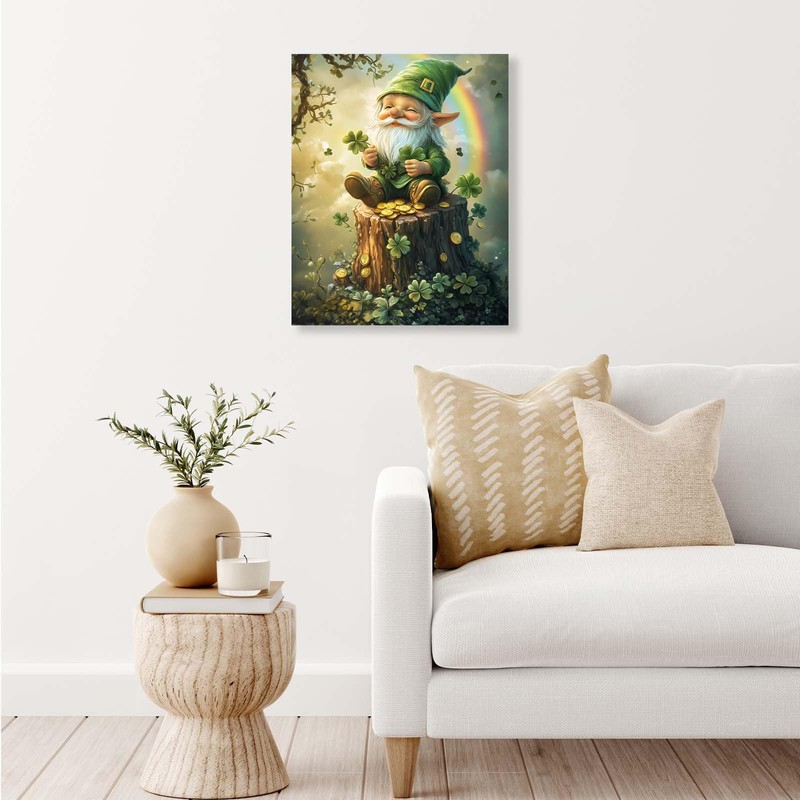 St Patricks Day Wall Decor Canvas Printing, Gnomes Leprechaun Wall