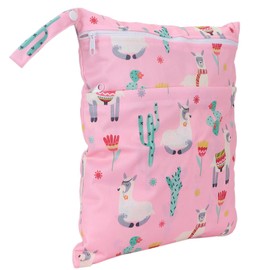 Bolsa de pañales de tela húmeda y seca, cremalleras dobles reutilizables Bolsa de pañales húmeda portátil para uso diario(Caballo con lodo del césped)