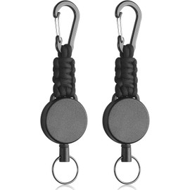 Uniclife - Paquete de 2 llaveros retráctiles, soporte para llaves retráctiles, carrete de insignia resistente para llaves y tarjetas de identificación, clip extensible para insignias con mosquetón