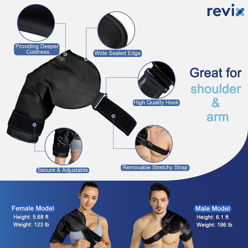 REVIX XL Shoulder Ice Pack Rotator Cuff Cold Therapy, Reusable