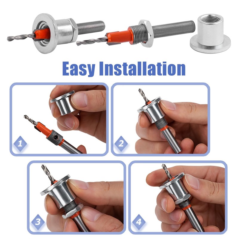 Mesee 5 Pieces Countersink Drill Bits with Depth Stop, 8mm