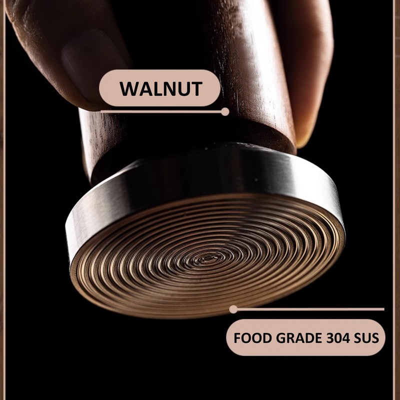 Doria Espresso Coffee Tamper with Walnut Handle - 58mm Portafilter