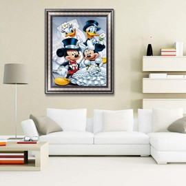 5D DIY Diamond Painting Kits Crystal Rhinestone Embroidery Painting Crafts for Home Wall Decor Full Drill (Micky Mouse Donald Duck 12x16inch)