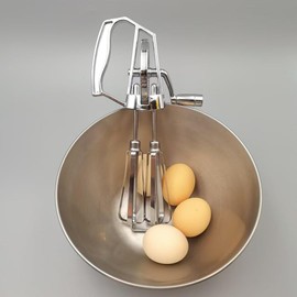 BAYANKALA Classic Manual Egg Beater, Hand Crank Double Head Stainless Steel Whisk for Beating Eggs, Mixing Batter, Whipping Cream, and Egg Whites – Non-Electric Hand Mixer with Nylon Gears