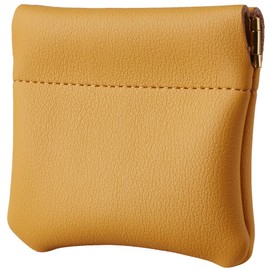 Travelambo Leather Squeeze Coin Purse Pouch Change Holder For Men & Women (Access Yellow)