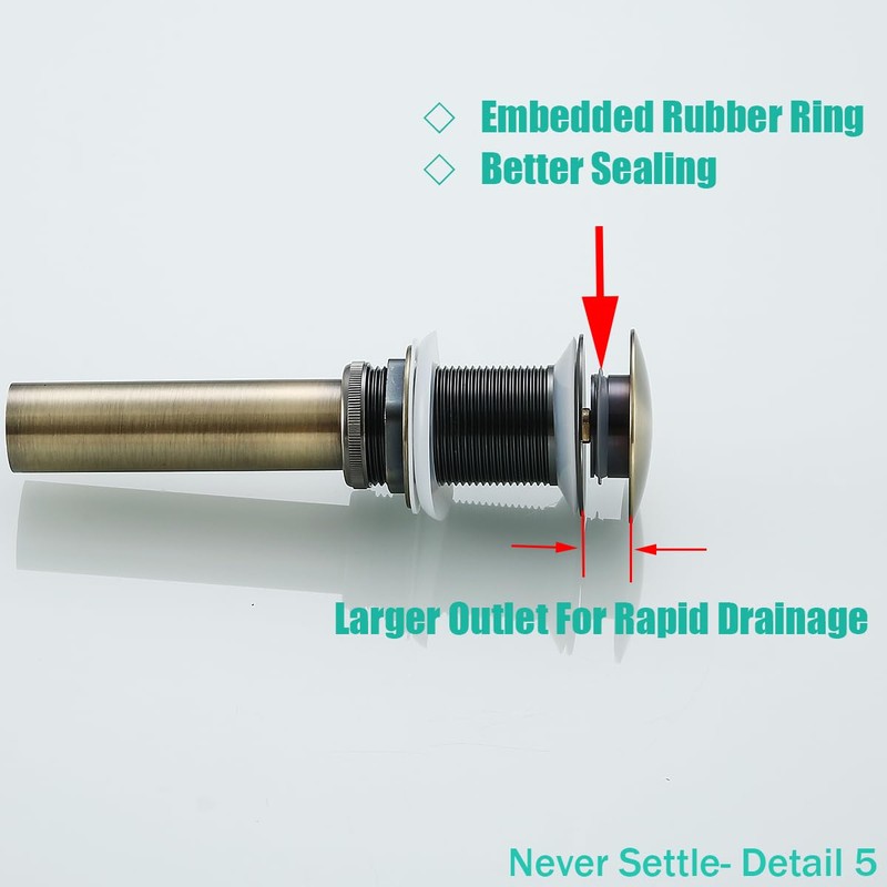 RANDOM Bathroom Vessel Sink Pop Up Drain Stopper Without Overflow