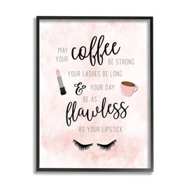 Stupell Industries Inspirational Flawless Phrase Glam Lashes Coffee Calligraphy Framed Wall Art, Design By Natalie Carpentieri