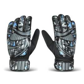 Kickout Premium Goalkeeper Gloves | Funky Goalkeeping Gloves With 3mm Latex For Super Grip & Protection | Adults Kids Boys Glove For Football Goalie (Black Gray, Size 5 suitable for 9-12 Years)