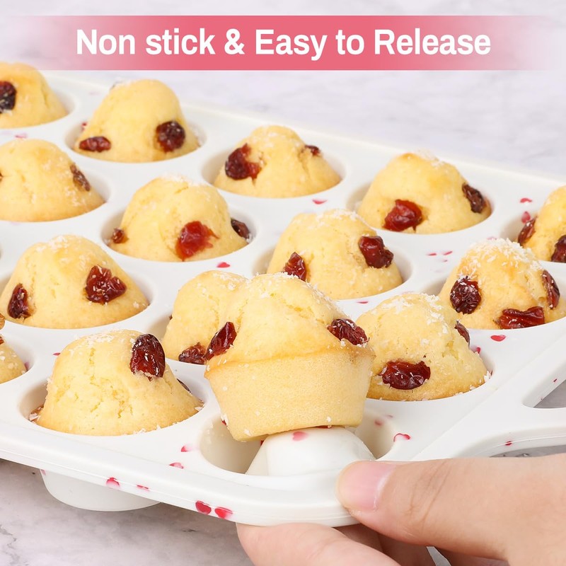 POPYEAH 2Pack Silicone Muffin Pan for Baking with Metal Reinforced