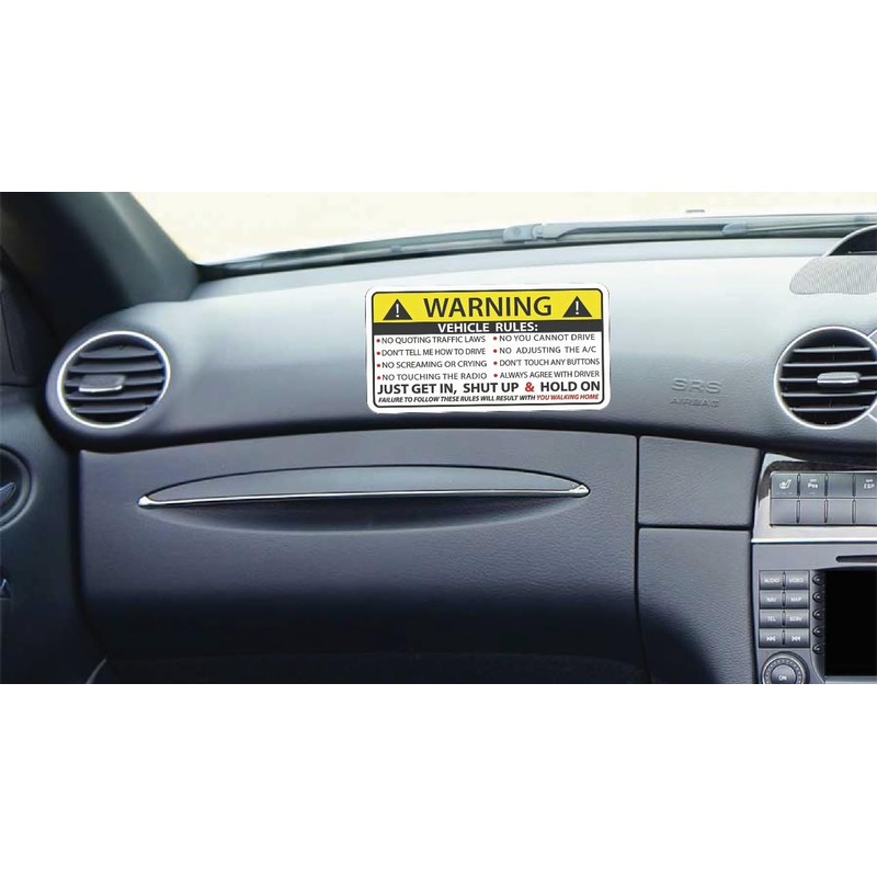 Vehicle Safety Warning Rules Sticker for Car Truck Window, Adhesive