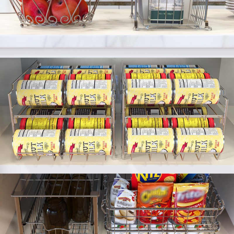Simple Houseware Dual Row Front Loading Can Dispenser, Chrome