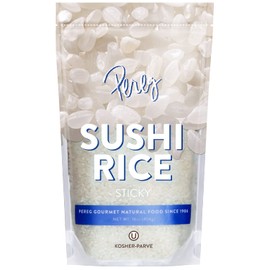 Sushi Rice (16 oz) - White Sticky Short Grain - Vegan, Non-GMO, made in USA - Sushi, Rice Ball, and everyday Japanese dishes - Resealable Packaging