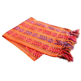 Del Mex Woven Rebozo style Mexican Table Runner Scarf (Orange)