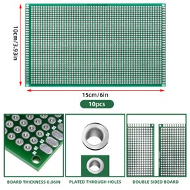 Eagles 10PCS 10x15 cm Double Sided PCB Board,Tinned Prototype Diy Universal FR4 Printed Circuit PCB Board Protoboard pcb kit Compatible with Arduino Kits
