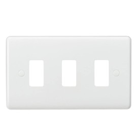 Knightsbridge Curved Edge 3G Grid Faceplate, White, 86mm x 146mm, Compatible with Curved Edge Grid Modules & Switches