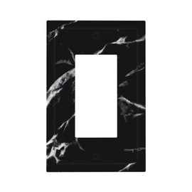 1 Gang Single Decorator GFCI/Rocker Wall Plate Natural Modern Abstract Black White Grey Marble Art Texture Grain Electrical Outlet Decorative Receptacle Cover Light Switch for Dimmer, USB, Mid Size
