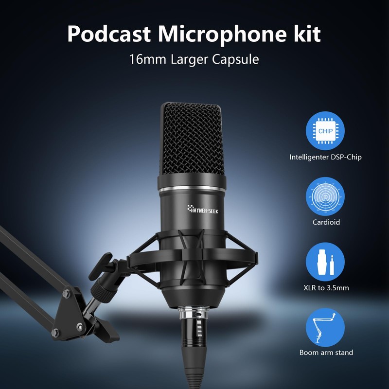 Podcast Equipment Bundle, Audio Interface with DJ Mixer and Condenser