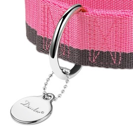 Dazzber Martingale Collar 1.5 Inch Wide 1200D Extra Strong Nylon Dog Collar, No Pull Heavy Duty Dog Collar with 2-Color Stripe for Medium to XLarge Dogs (Medium, 1 1/2 Inch Wide, Baby Pink & Grey)