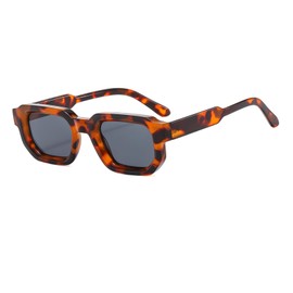 LJCZKA Vintage Rectangle Sunglasses for Women Men Fashion Retro Small Square Frame Sun Glasses with UV400 Protection