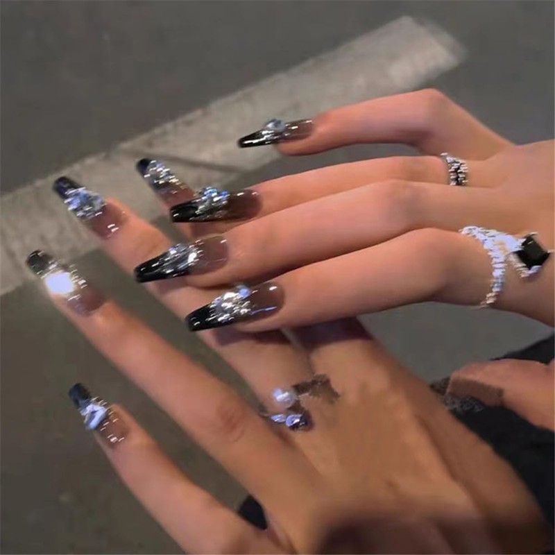 Nail Tip, False Nail, Nail Press, Stylish, Black, Short, Easy