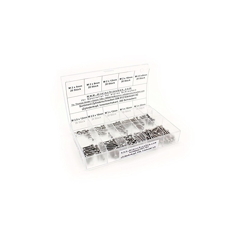 Assortment box with 200 hexagon socket screws according to DIN