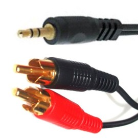 World of Data 20m 3.5mm to Twin RCA Cable - Gold Plated - Audio Lead - Male to Male