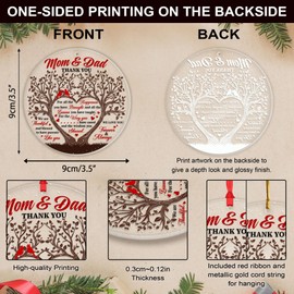 ARTSYWIX Mom & Dad Gift from Daughter Son, Parents Christmas Ornament 2024, Thank You Mom Dad Keepsake Xmas Tree Decorations, Grateful Gift for Parents, Bonus Mom Stepdad Present, Gift for Anniversary