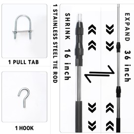 Attic Ladder Pull Down System，Attic Pull Down Hook with Extendable （16-36）Inch Stainless Steel Extension Pole and Hook Kit