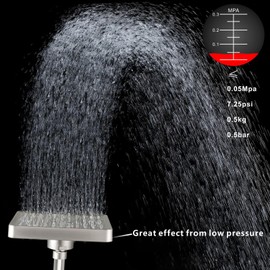 Voolan High Pressure Rain Shower Head - Luxury Modern Look - The Adjustable Replacement For Your Bathroom Showerhead - 6" Square High Flow Pressure Boosting Showers (Brushed Nickel)