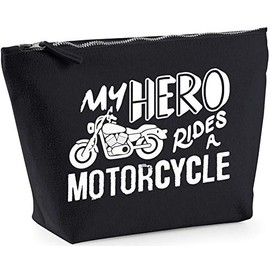Hippowarehouse My Hero Rides a Motorcycle printed make up cosmetic wash bag 18x19x9cm