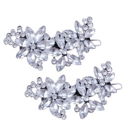 2PCS Elegant Rhinestone Hair Clips for Women Silver Sparkly Bridal Hair Pins for Wedding Accessories Special Occasions Glamorous Barrettes for Short to Medium