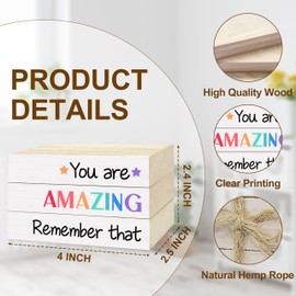 3 Pcs Decorative Books for Home Decor, Mini Faux Books Decoration, Inspirational Wooden Books Tiered Tray Decor, Stacked Books for Decorating Living Room Coffee Tables Bookshelf Fireplace（04）