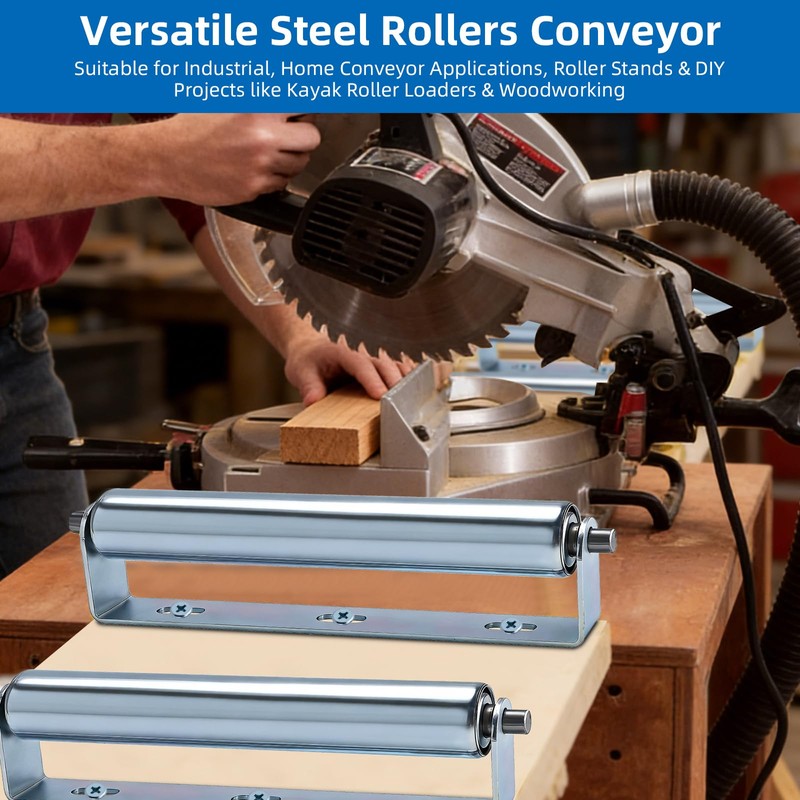 Patioer 12" Long Rollers with Bracket 1.5" Dia Galvanized Steel
