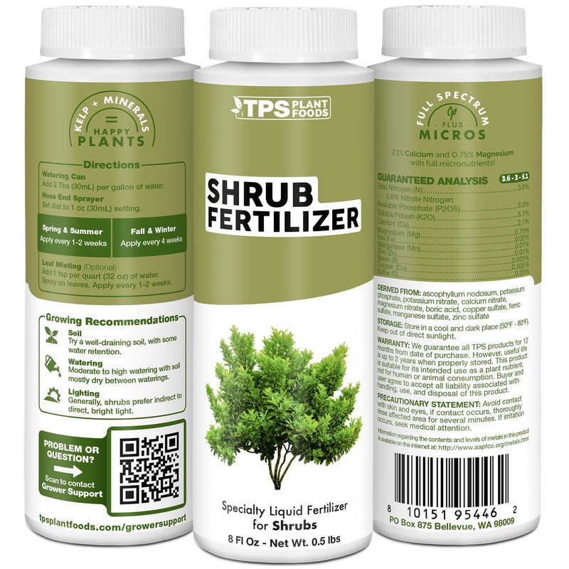 Shrub Fertilizer, Complete Liquid Shrub Plant Food, 8 oz (250mL)