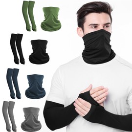 VIDA4U 4 Pares Bandanas y Mangas de Brazo para Hombre y Mujer, Protección Contra el Sol, el Polvo y el Viento, Cubierta para el Cuello y Mangas para Deportes, Senderismo, Escalada, Correr