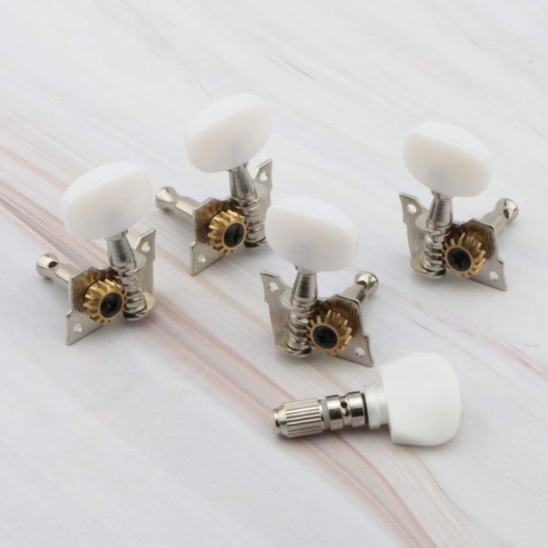 5PCS Semiclosed Banjo Celluloid Machine Head Tuning Pegs Tuner Chrome