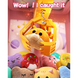 Claw Machine for Kids, Mini Vending Machine with Game Coins & Music, Prize Dispenser Toys for Girls and Boys, Electronic Claw Game Machine for Party Birthdays, Includes 35 Mini Toys (Doggy Pink)