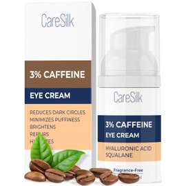 Caffeine Eye Cream for Puffy Eyes Treatment + Hyaluronic Acid & Squalane - Under Eye Cream, Dark Circles Under Eye Treatment, Under Eye Corrector Serum - 0.5oz
