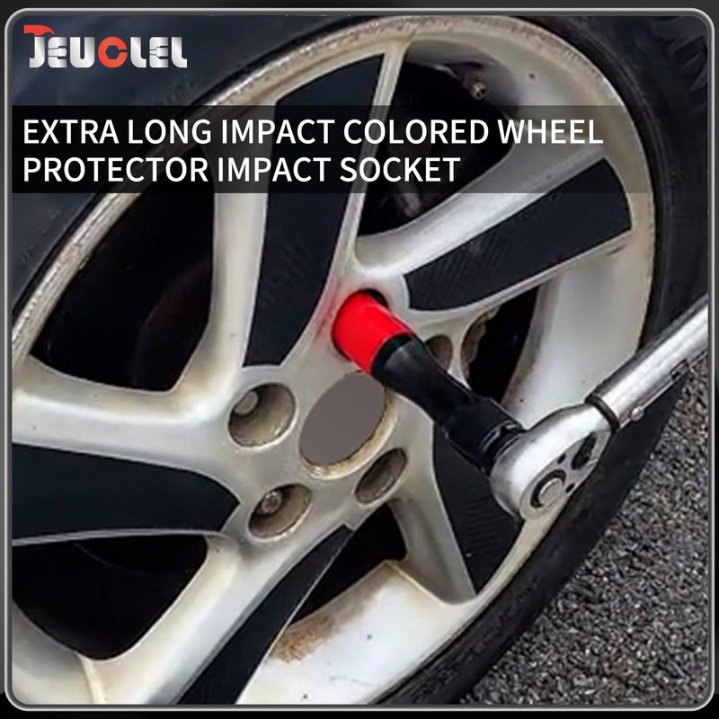 JEUCLEL 21mm 1/2"Extra-long Thin Wall Wheel Protector Impact Deep Socket,