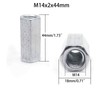 3 Pcs M14 x 2 x 44mm Long Rod Coupling