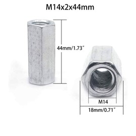 3 Pcs M14 x 2 x 44mm Long Rod Coupling Hex Nut Connector Zinc Plated Joint Nut Industrial Construction Fasteners