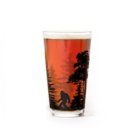 Black Lantern Pint Glass – Beer Glasses for Craft Beer Enthusiasts - One 16oz. Premium Pint Glass for Nature Lovers - Glasses for Cocktails Beer Water and Juice (Bigfoot in the Forest)