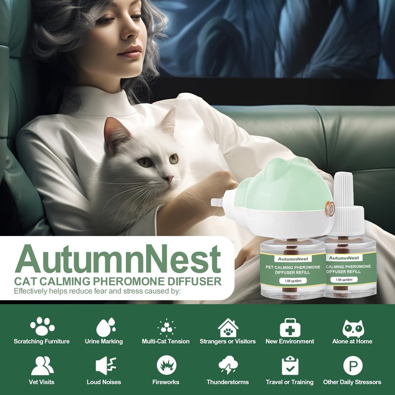 Cat Calming Diffuser Kit with 2 Plug-in & 4 Refills,
