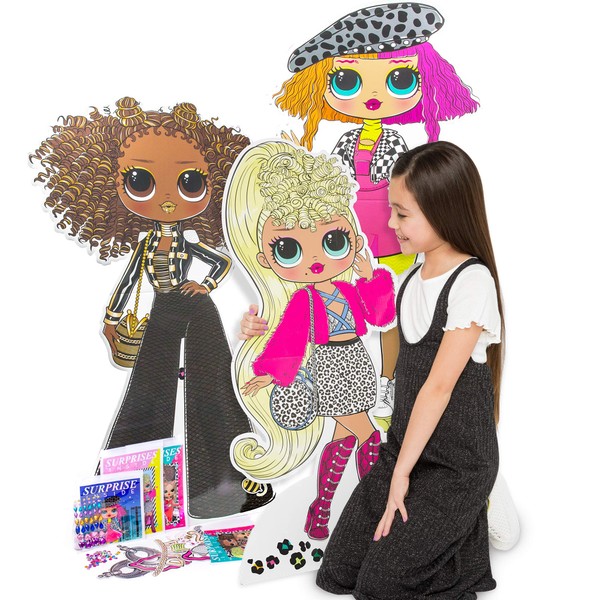 LOL Surprise OMG Surprise Dress Up Designer Kit by Horizon Group USA, Mix & Match Stickers & Gemstones to Create Trendy Looks on 3 Life-Sized Dolls. Includes 12 Surprise Accessory Packs & More