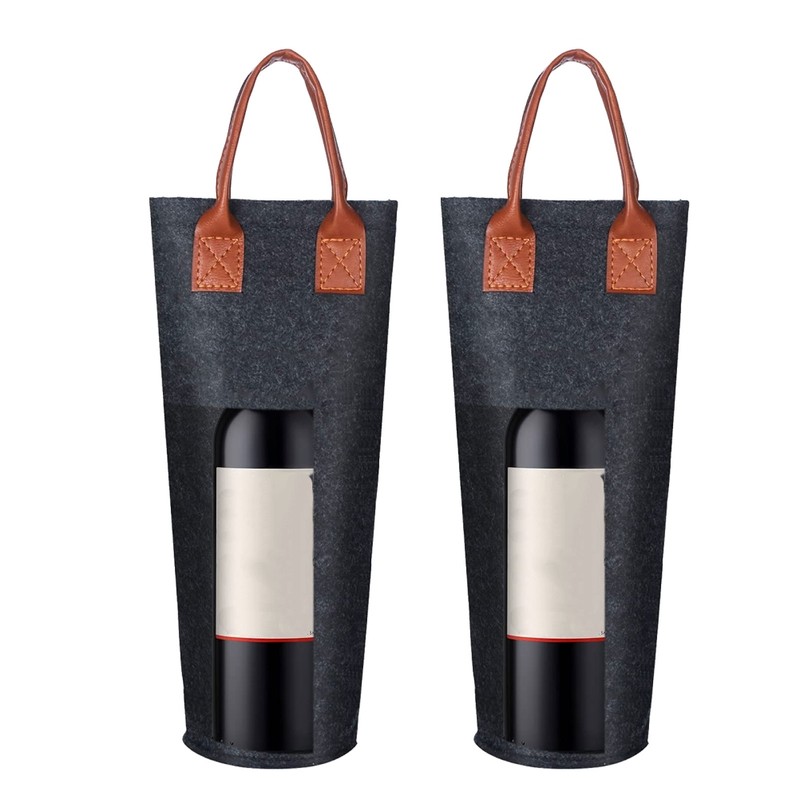 Single Bottle Wine Tote Bag Portable Felt Insulated Padded Thermal