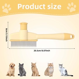 Pet Hair Remover Comb, Cat Brush with Release Button Self-Cleaning Pet Grooming Brush Tool for Shedding Tangles & Removal Loose Hair, Ideal for Dogs Cats Kitten Short & Long Hairs