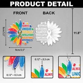 ARTSYWIX Autism Awareness Acrylic Ornament, Autism Car Hanging Ornament, Birthday Gift for Men Women, Gift for Support Disability Awareness on Mothers Day April, Pendant for Rear View Mirror Car