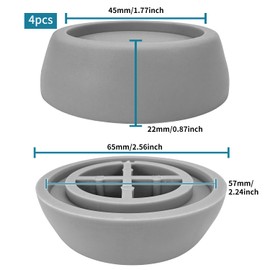 Pack of 4 Universal Vibration Dampers for Washing Machine & Dryer, Rubber Underlay, Anti Vibration Damper, Feet Vibration Damper Pads Replacement Part, Washing Machine Accessories, Grey