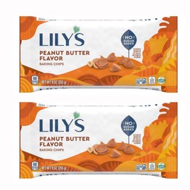 Peanut Butter Baking Chips by Lilys | Stevia Sweetened, No Added Sugar, Low-Carb, Keto Friendly, Gluten-Free & Non-GMO | 9 ounce 2 Pack