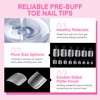 UNA GELLA Square Gel Toe Tips - 504pcs, 15 Sizes,